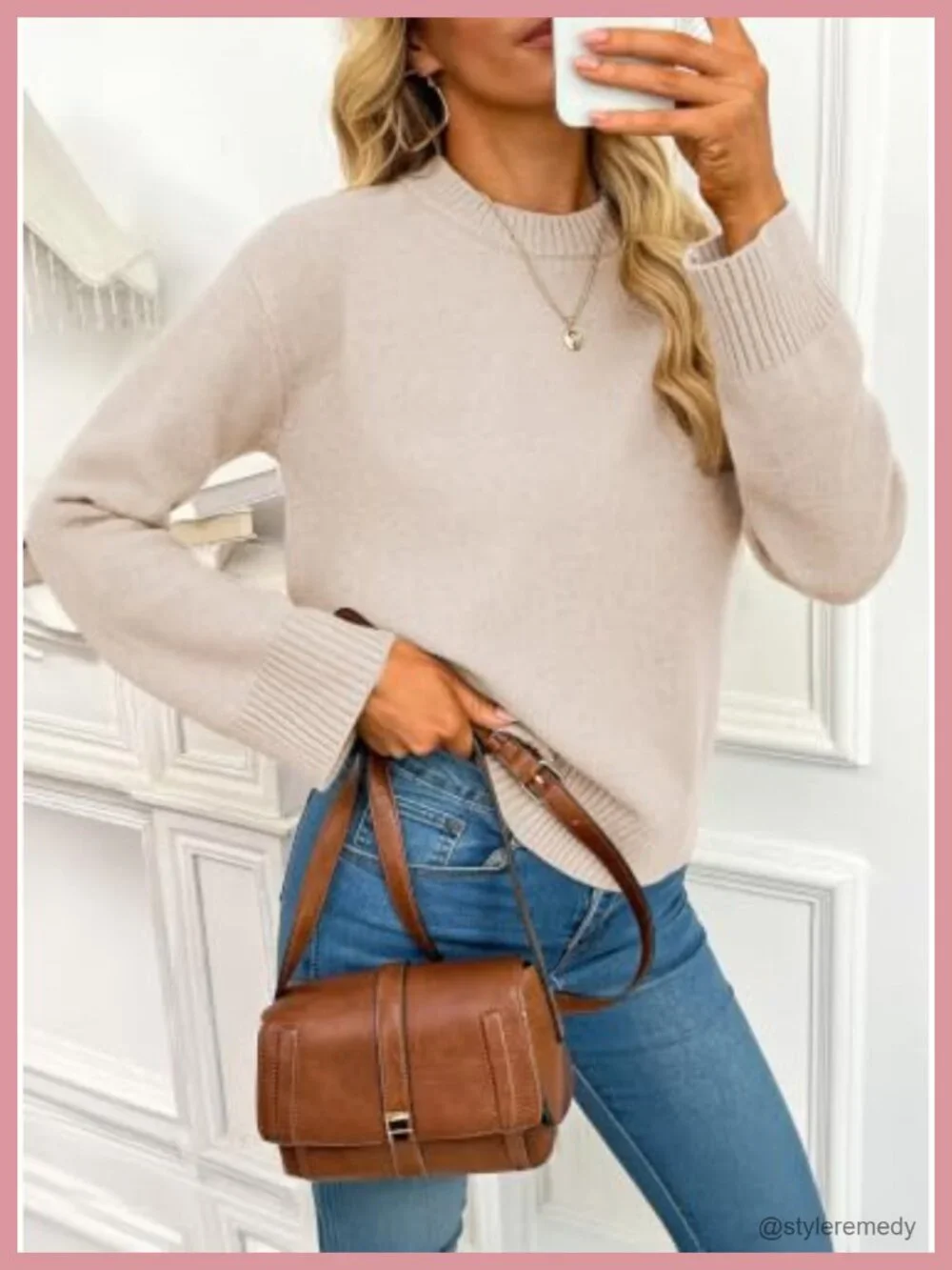Womens Oversized Mock Neck Knit Pullover Sweater Long Sleeve Batwing